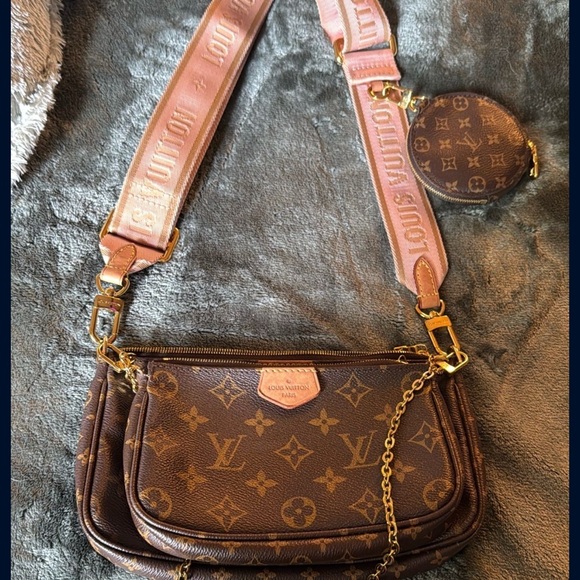 Louis Vuitton Handbags - Louis Vuitton Brown and Pink Crossbody Bag with Monogram Design